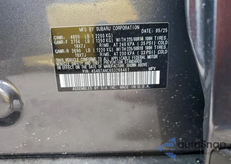 2025 Subaru Outback Limited z USA, uszkodzony, nr VIN 4S4BTANC6S3268461